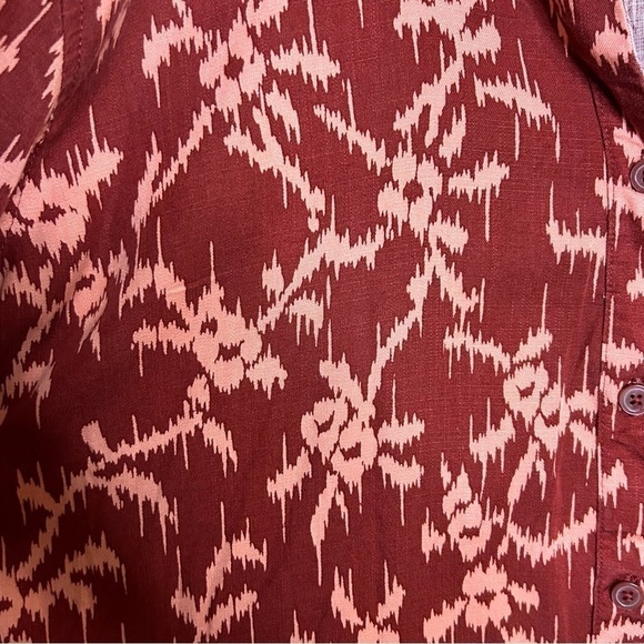 Knox Rose Long Sleeve Button-Down Shirt Red Patterned Collared Lyocell Size XXL - Picture 4 of 9